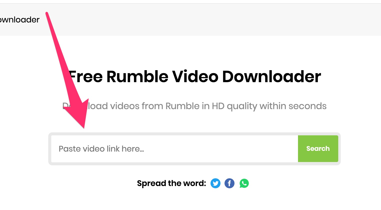 Fügen Sie den Rumble-Videolink in die Suchleiste ein